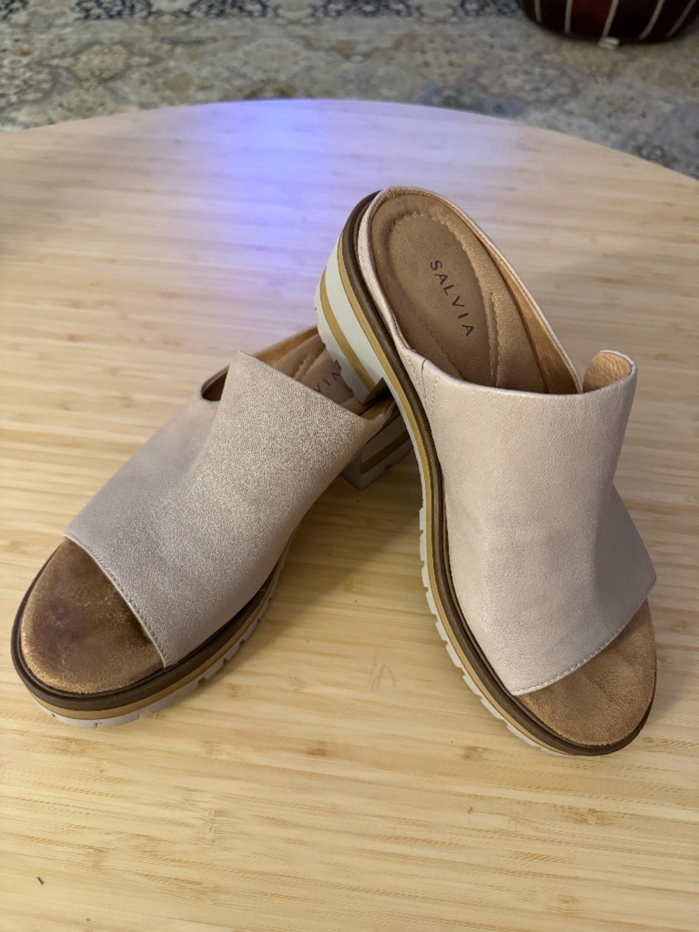 Salvia Leather Slide Sandals